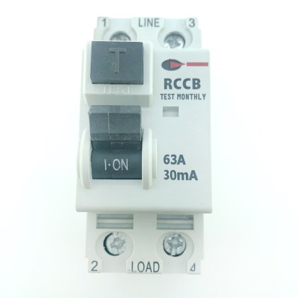 Lewden Control Gear CGD-63/30/2 63A 63 Amp 30mA RCD RCCB 2 Double Pole Circuit Breaker
